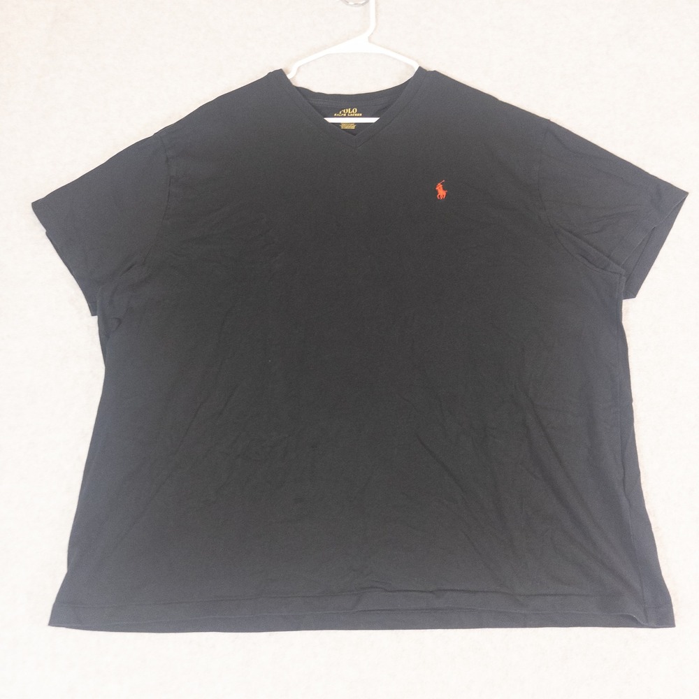 Polo Ralph Lauren Mens XXL Black Classic Fit Red Pony Logo V-Neck T-Shirt